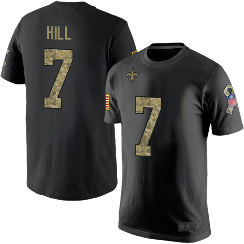 Men New Orleans Saints Black Camo Taysom Hill Salute to Service NFL Football #7 T Shirt->new orleans saints->NFL Jersey